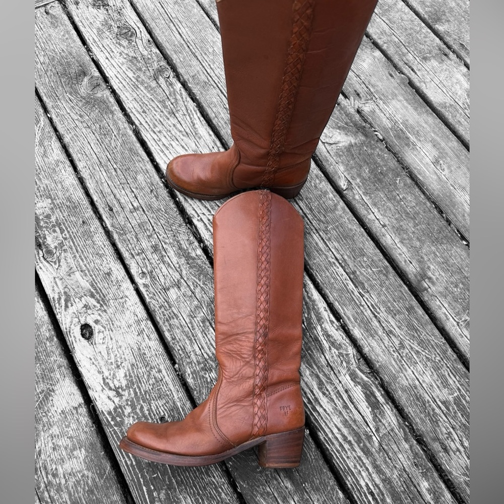 Vintage Frye Braided Sabrina Campus Boots - Picture 3 of 8